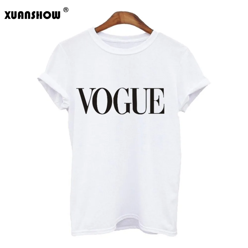 

2018 Women VOGUE Letters Printed Casual T-shirt Summer Tops New Fashion