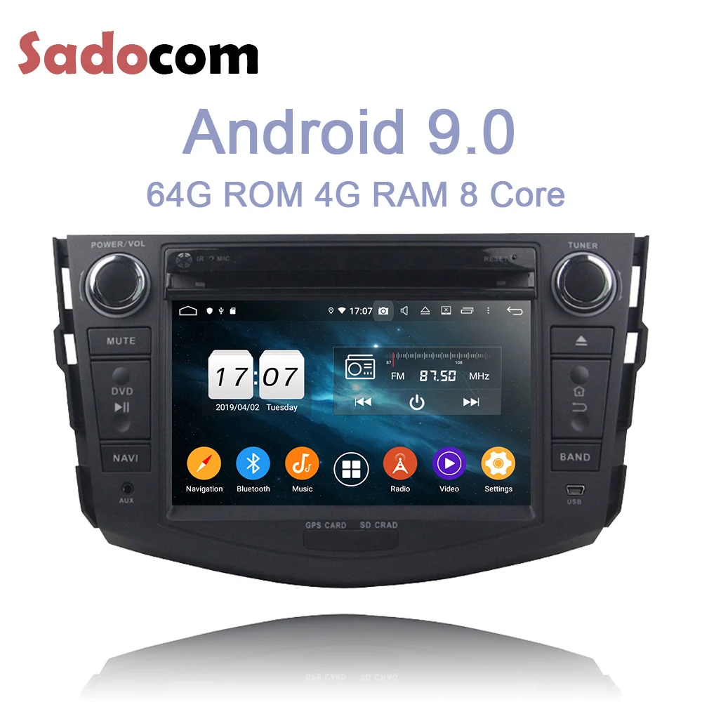 Ips 2 din Android 9 0 4 Гб ОЗУ 64 ПЗУ 8 ядерный автомобильный dvd плеер Bluetooth для Toyota RAV4 2006 2012