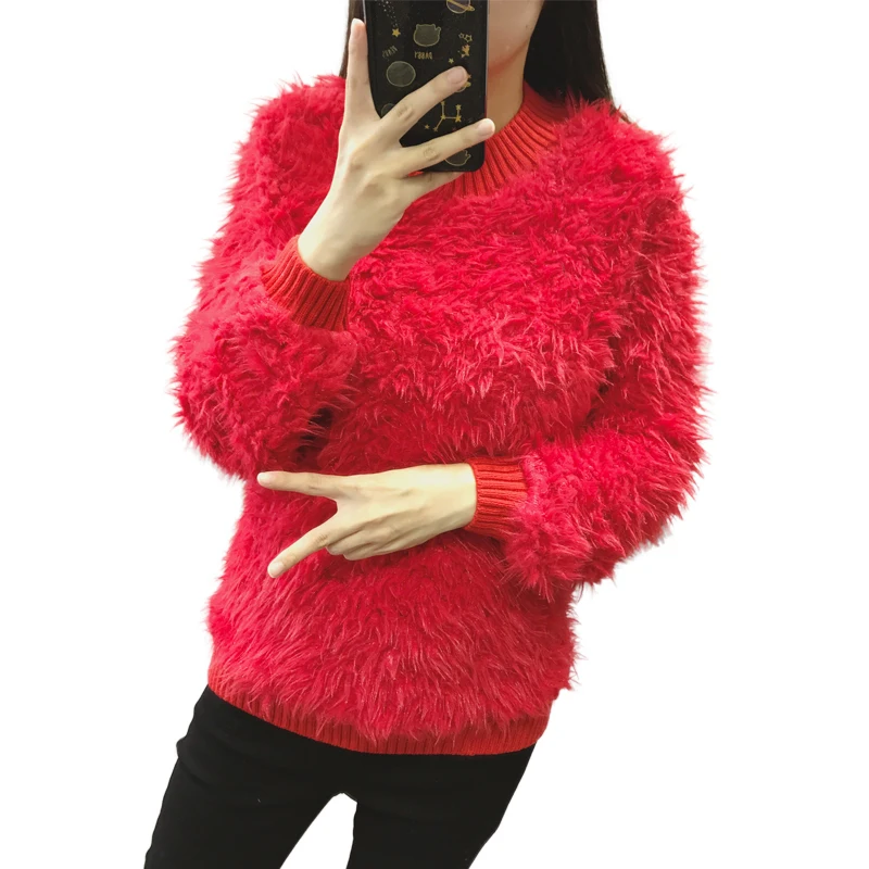 2018 осенне-зимний модный пуловер с круглым вырезом рубашка длинными рукавами из