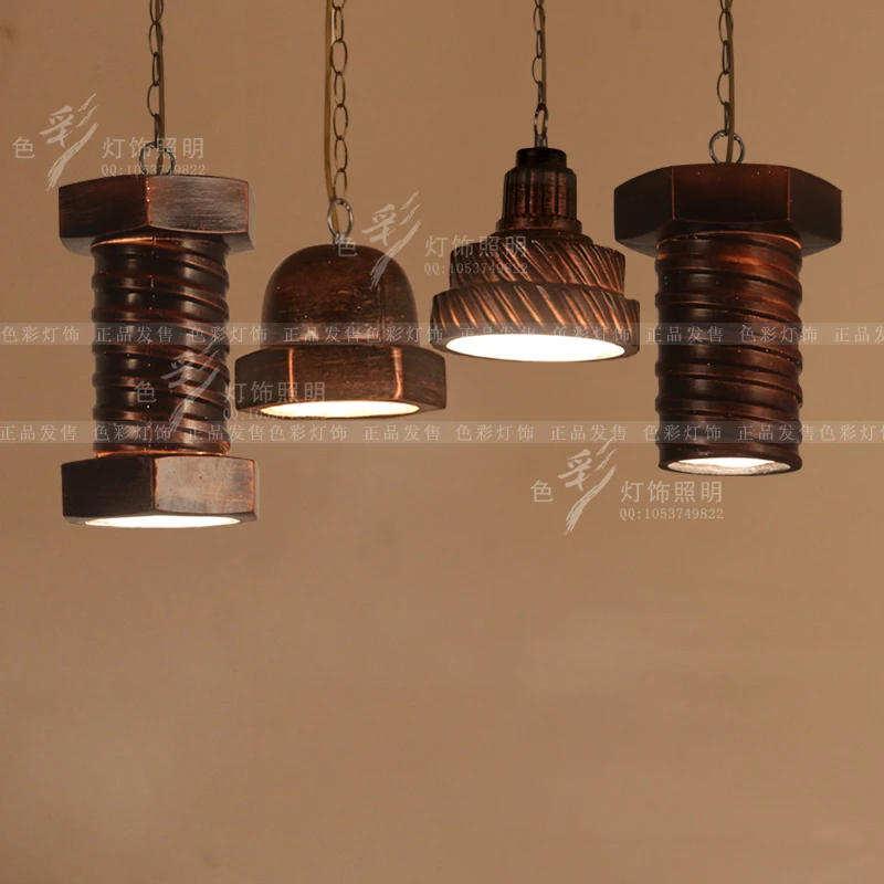 Loft RH Industrial Warehouse resin screw Pendant Lights American Country Vintage for Restaurant/Bedroom Home Decoration Black | Освещение