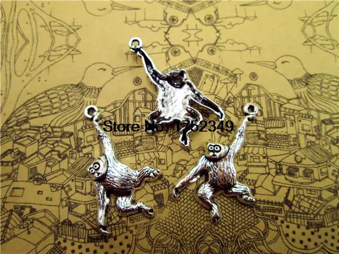 

10 шт ..-кулоны с обезьянкой, антикварная серебряная Милая Горилла м