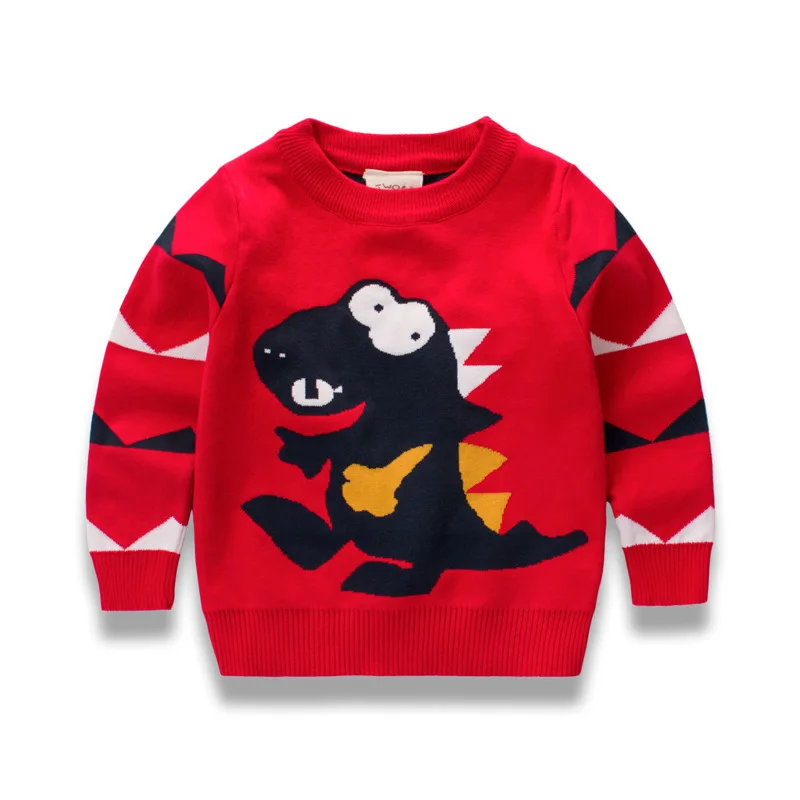 Jargazol Baby Boy Sweater Cartoon Dinosaur Embroidery Autumn Winter Knitted Girls Sweaters Cotton Boys Clothes Knit Pullover | Мать и