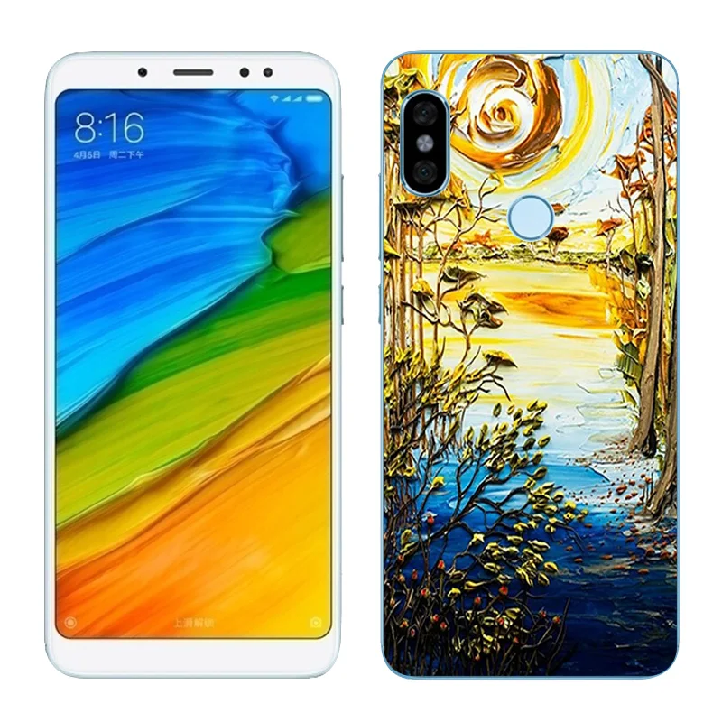 Чехол для Redmi Note 5 Pro 64 ГБ силиконовая задняя крышка с масляной росписью Xiaomi Prime Global