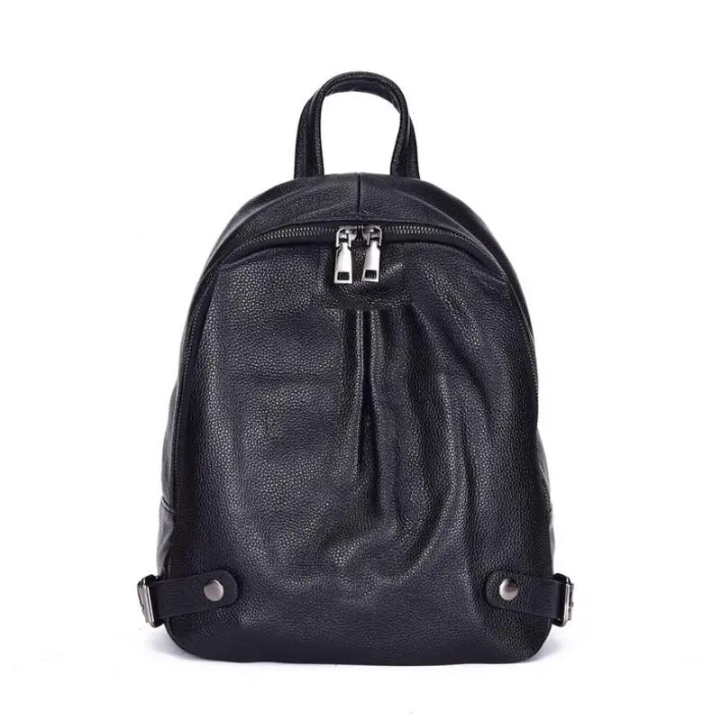 CHSANATO Genuine Leather Backpacks School Bags For Teenage Girls Backpack Female Shoulder Bags For Women Black