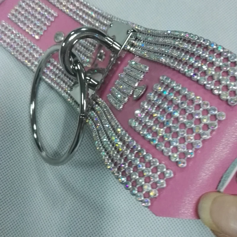 Оверсайз кожаный воротник ручной работы в стиле панк 100% украшенный блестками