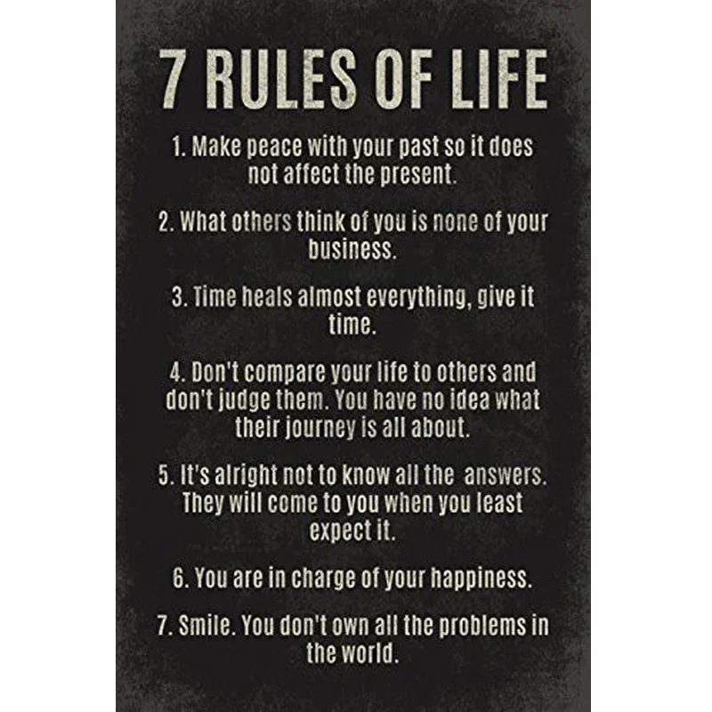 Правила жизни 7 правила художественный плакат офис Английский декоративная
