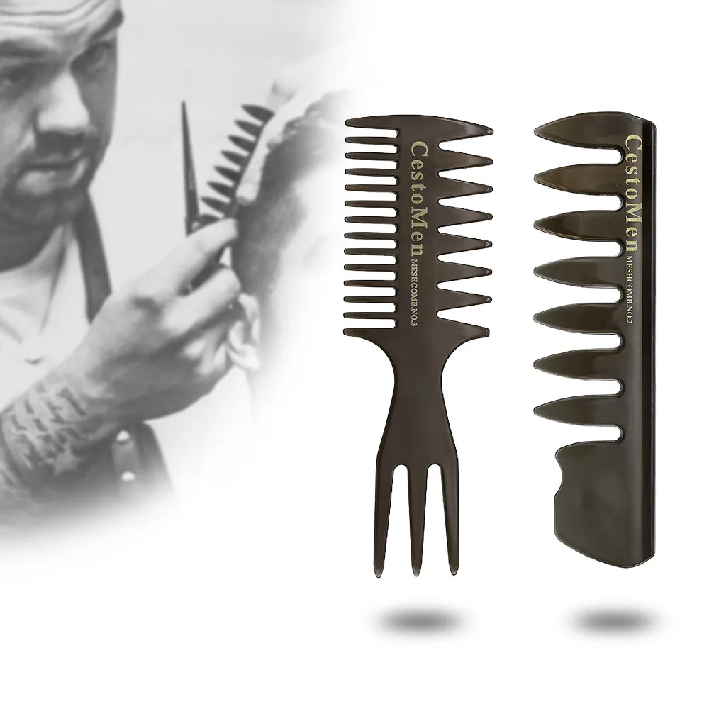CestoMen Eco Friendly Hair Pomade Comb Classic Oil Head Wide Teeth Comb For Men Barber Hair Comb Double Side Fork Comb