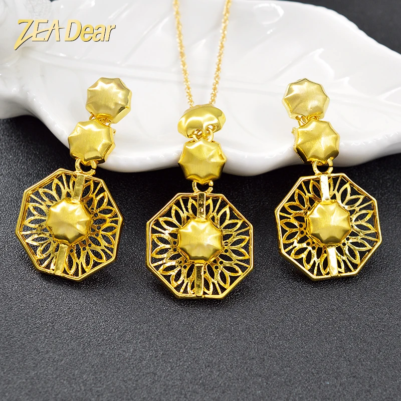 

ZEA Dear Jewelry Flower Jewelry Set For Women Earrings Pendant Necklace Big Jewelry For Engagement Gift Bohemia Jewelry Findings