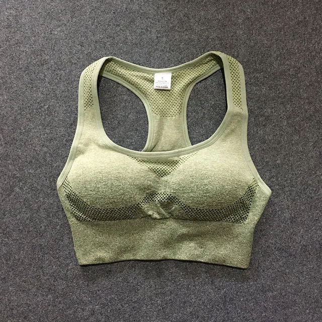Army Green Bra 2 шт., бесшовный комплект для йоги с эффектом омбре, комплекты для спортзала, женская одежда для спортзала, спортивный бюстгальтер+ леггинсы, Женская Спортивная одежда для спортзала, Женский костюм для фитнеса - Цвет: Army Green Bra