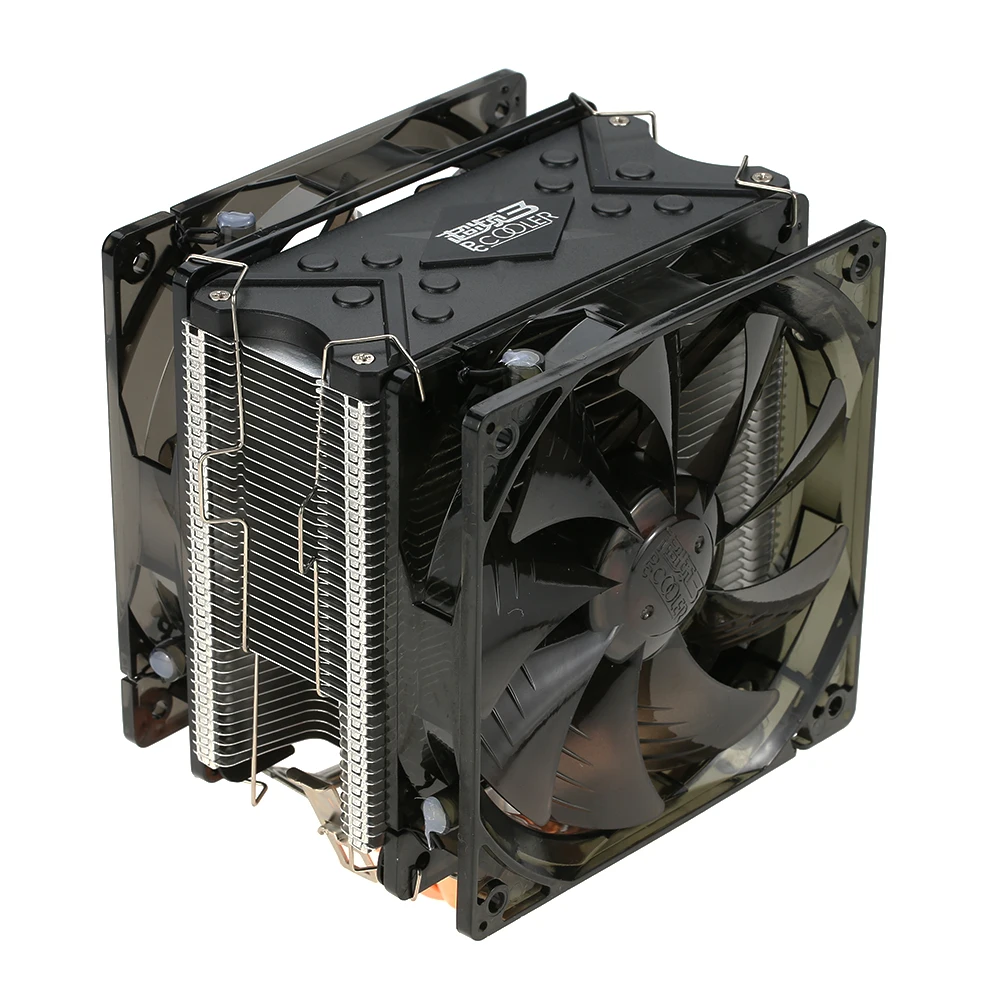 PCCOOLER Вентиляторы 5 тепловых трубок радиатор тихий 4-контактный процессор кулер радиатор Вентилятор охлаждения с двойной 120 мм светодиодный вентилятор для настольного компьютера