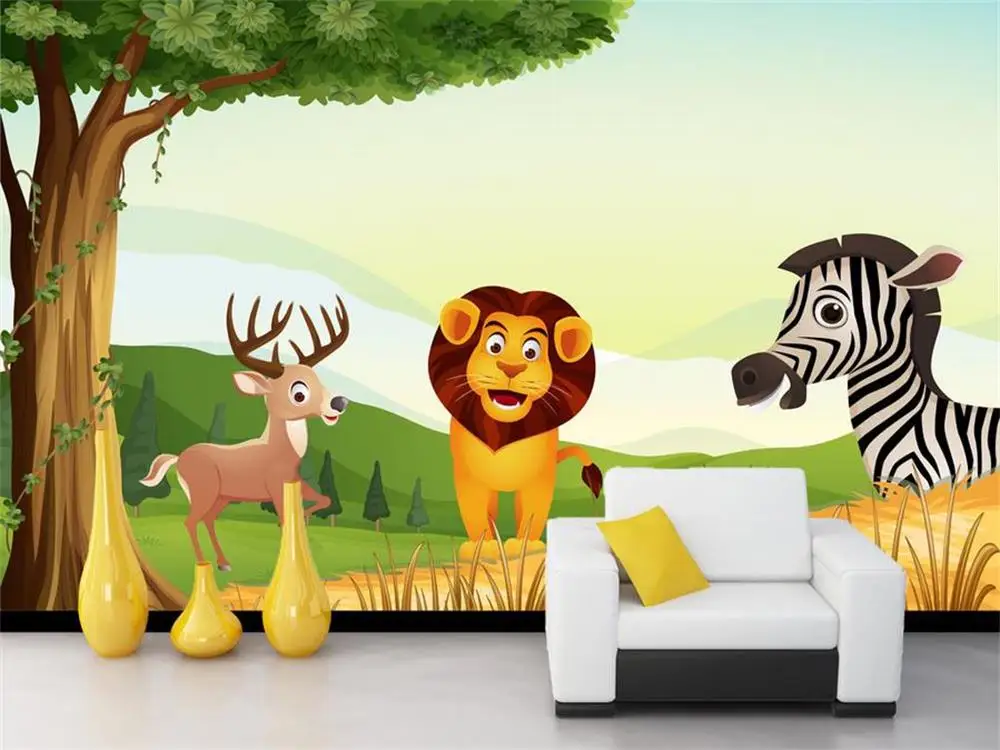 3D обои/пользовательские фото обои/мультфильм лев Зебра/ТВ/диван/постельные