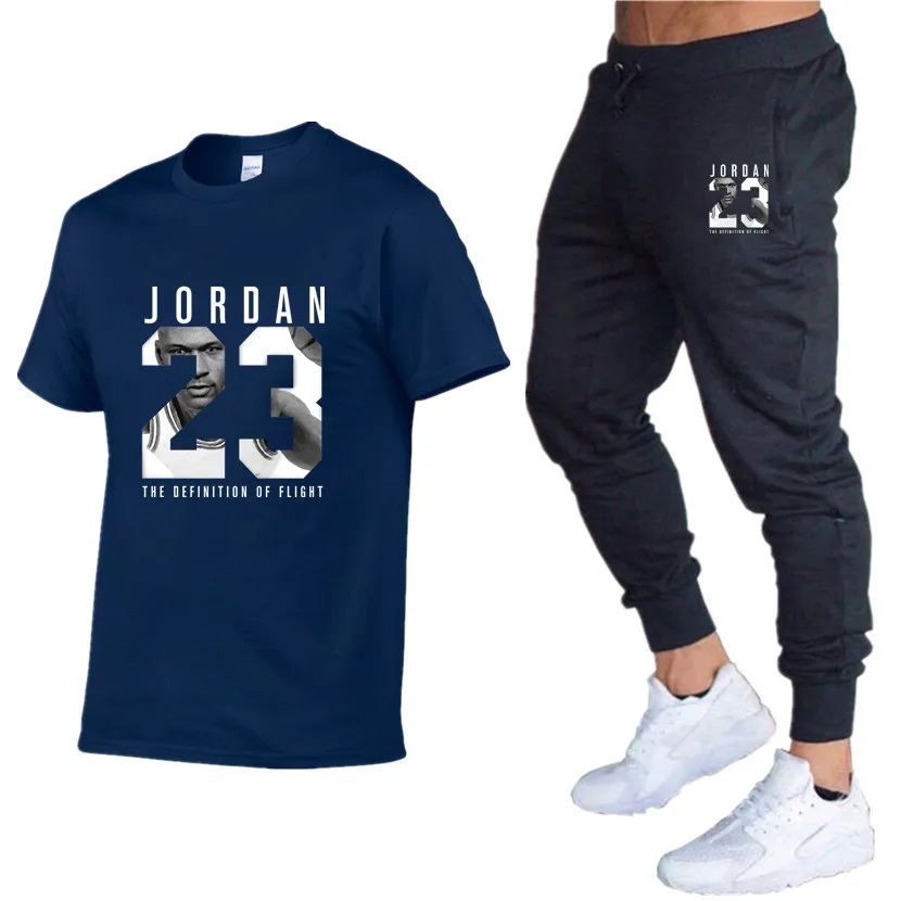 Новинка, футболка+ штаны, мужские комплекты Jordan 23, принт, Мужская брендовая одежда, костюм из двух предметов, мужская спортивная одежда, спортивный костюм, спортивные комплекты