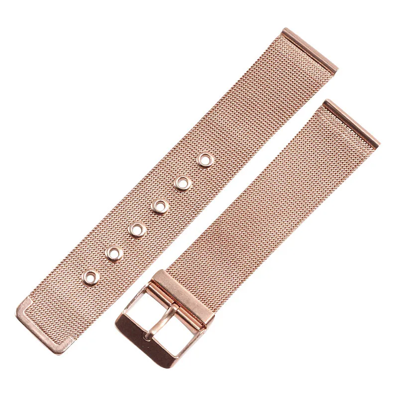 rose gold 4 цвета, 20 мм, сетчатый ремень из нержавеющей стали, ремешок для наручных часов, розовое золото, серебро, черный, ремешок для часов для женщин и мужчин, браслет, наручные часы - Цвет ремешка: rose gold