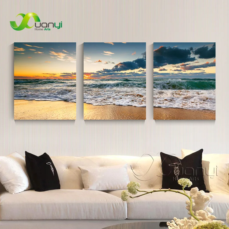 

Wall Art Canvas Prints 3 Pieces Beach Sea Waves Oil Painting Home Decor For Living Room Beach Sea Waves Painting Unframed PR1280