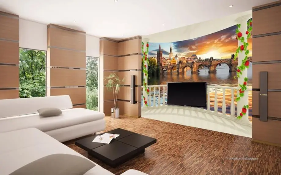 Фото обои 3D ТВ фон 3d красивые пейзажи гостиная спальня декоративные обои|Обои| |