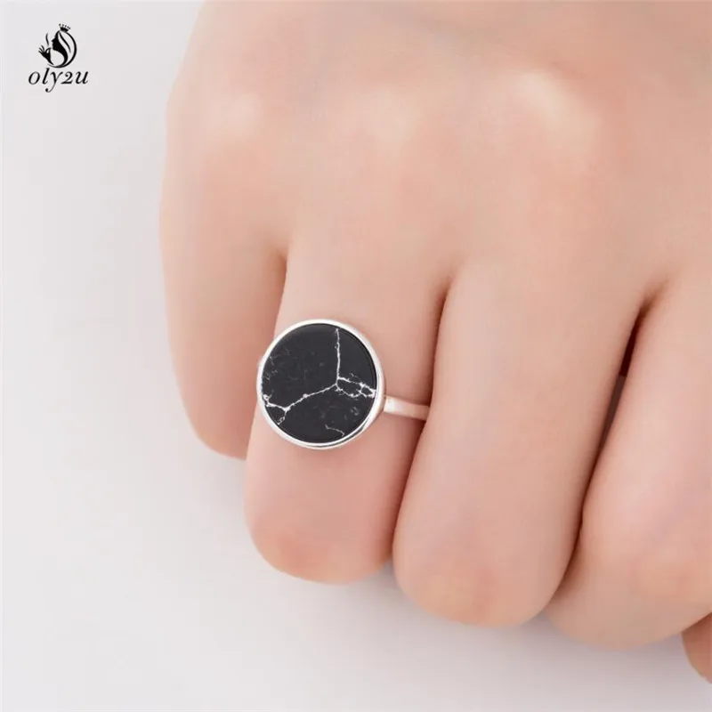 Oly2u Vintage Opal кольца кольцо с большим камнем для Для Женщин старинное миди костяшки вечерние подарки Белый/Черный камень заявление ювелирные изделия