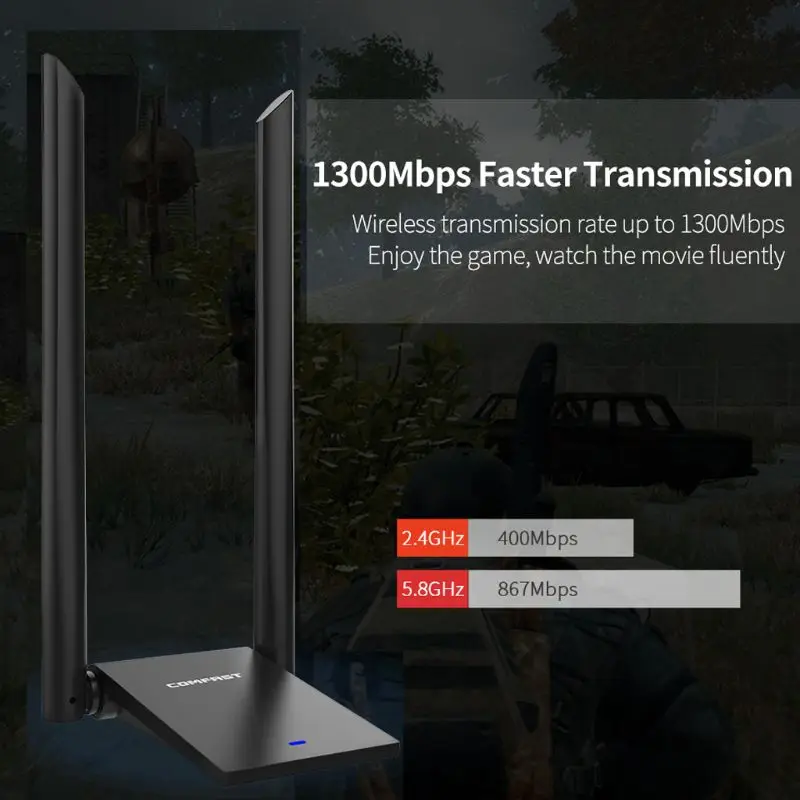 Wi-Fi адаптер USB 3,0 LAN Dongle 2* 6dbi антенны 802.11ac 150/600/1300 Мбит/с Dual Band Wlan приемник сетевая карта