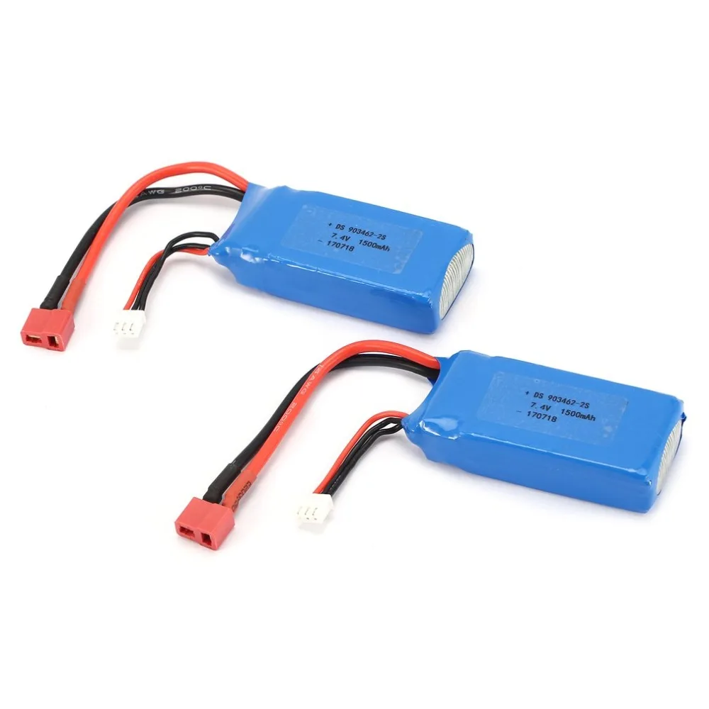 2 шт. 7 4 В 1500 мАч 25C S Lipo Батарея T штекер Перезаряжаемые для Wltoys 12423 12428 RC автомобилей