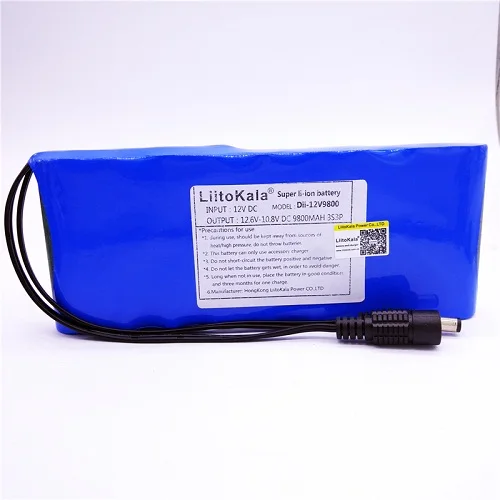 12V 9800mah HK LiitoKala 12V 2200mah 3000mAh 6800mah 9800mah 10ah 18650 Li-lon DC 12V Супер перезаряжаемый аккумулятор - Цвет: 12V 9800mah