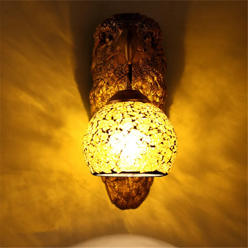 Wall Lights China Southeast Asia Style Eagle Animal Lamps Luxury Lighting E27 Glass Lampshade Hot Sell Home Fixtures WL-7 | Освещение