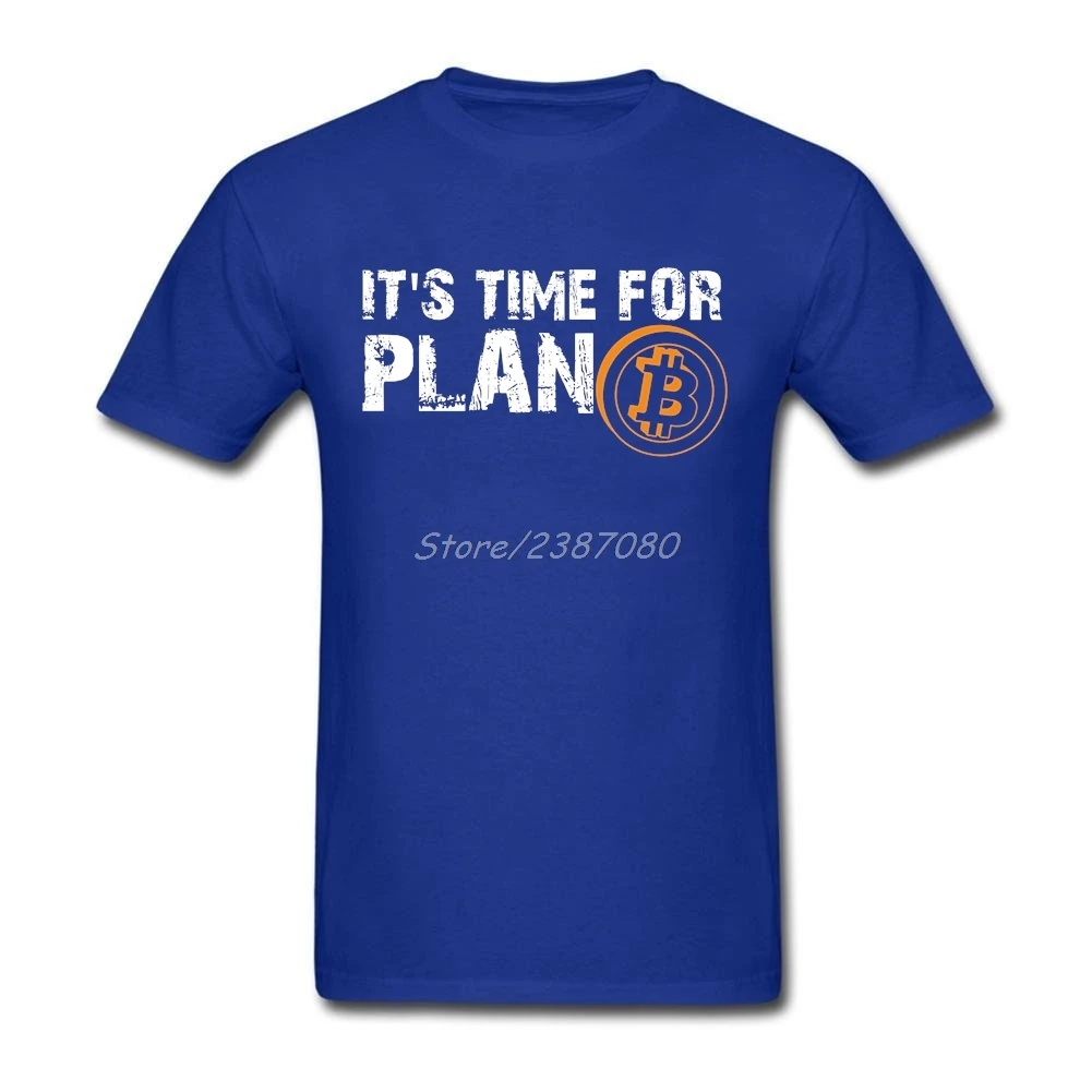 Time For Plan Биткоин BTC криптовалюта футболка с коротким рукавом на заказ футболки Pp Camiseta Хлопок Crewneck большой размер Мужская футболка - Цвет: Синий