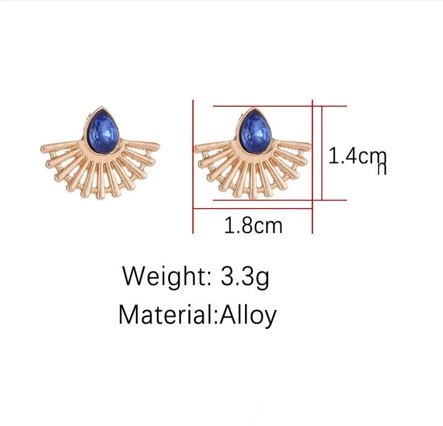 Korean Jewelry New blue Crystal Front Back Double Sided Stud Earring For Women Fashion Ear Cuff Piercing Gift Wholesale | Украшения и