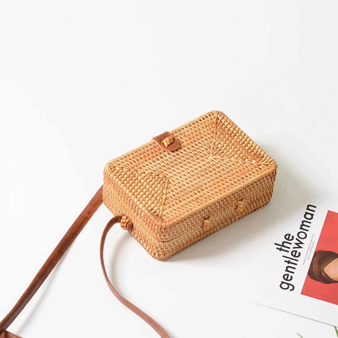 INS Новая Женская Ручная сумка квадратная ротанговая Ретро литературная ручная