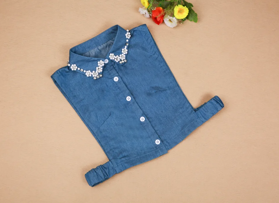 Кружевная блузка с воротником-стойкой воротник вышивкой из кристаллов и жемчуга