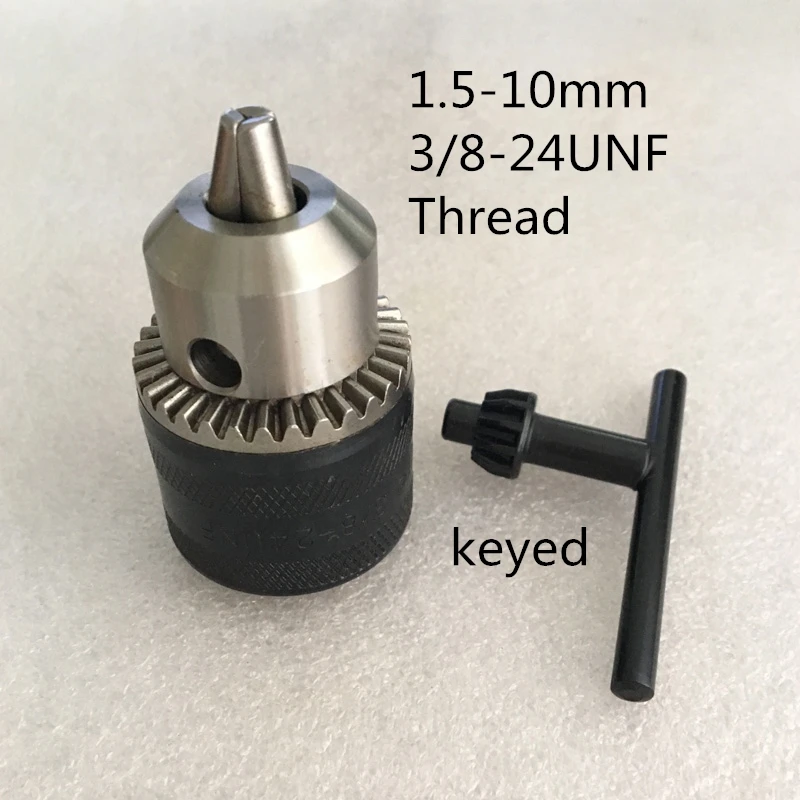 

Keyed drill chuck 10mm Thread 3/8-24UNF Impact drive drill power tool drill chuck 1.5-10mm with key good quality