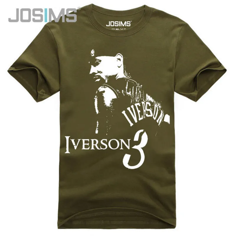 Летние новые стильные мужские футболки с принтом Allen Iverson Брендовые повседневные
