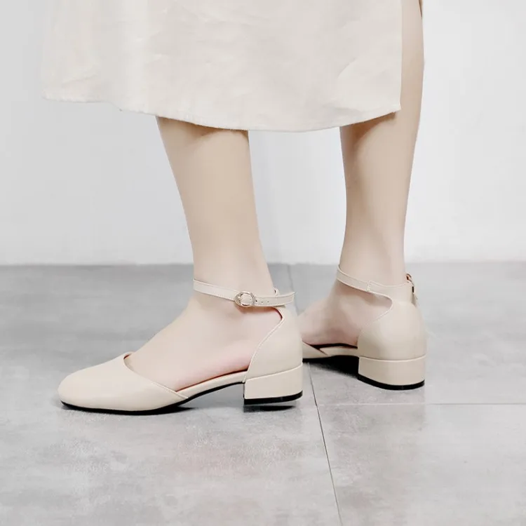 Сандалии женские на высоком каблуке босоножки грубом квадратном с пряжкой