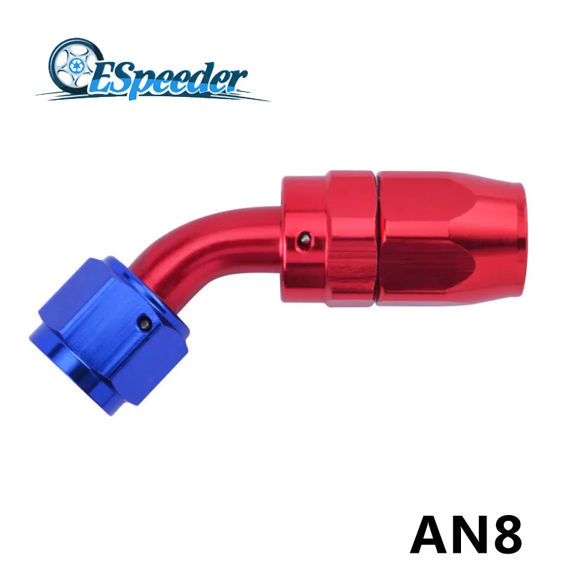 ESPEEDER AN8 Elbow 45 Degree Swivel Hose End Anoized Aluminium Fitting AN8 Fittings Adapter Oil Hose End Oil Fuel Fitting