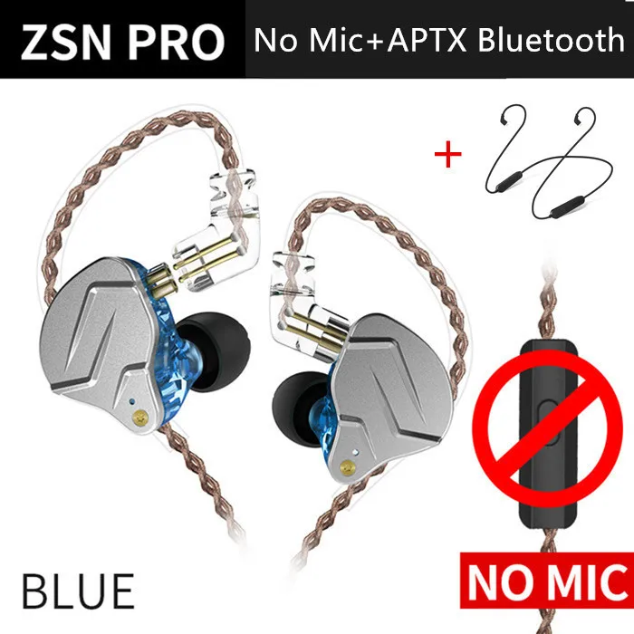 Kz Zsn Pro 1ba+ 1dd гибридная технология Hifi бас наушники металлические вкладыши наушники спортивные Bluetooth кабель для Zsn Pro - Цвет: Blue NoMic Bluetooth