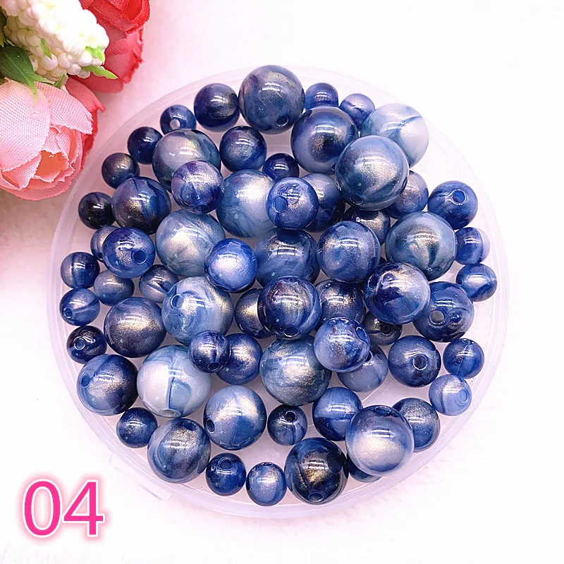 

New 8 10 12 14mm Colour Gold Powder Round Acrylic Beads Spacer Loose Beads for Jewelry Making DIY Handmade Bracelet #04