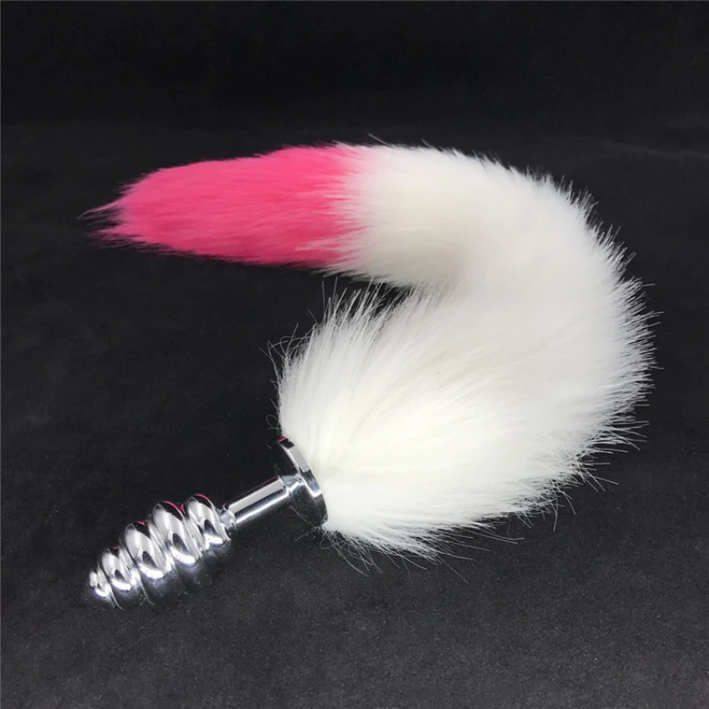 Fox Tail Anal Plug Stainless Steel Beads Butt White with Pink Dilator Sex Toys for Couples Gift H8-84C | Красота и здоровье