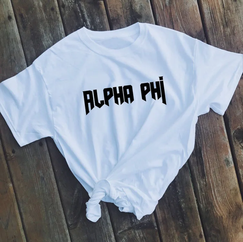 Рубашка Alpha Phi греческая рубашка рубашки для рисования на день биг с рисунком