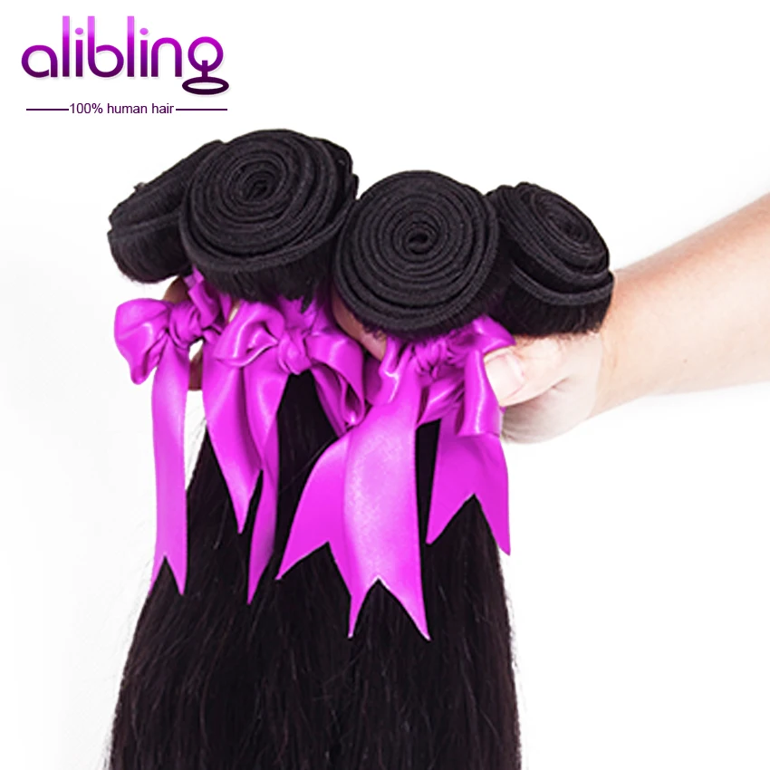 5 Пучки 7А Класс Индийский Девы Волосы Прямые Человеческих Волос Weave Роза Али Bling