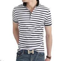 men polo shirt 2021 summer men business casual breathable white striped short sleeve polo shirt pure cotton work clothes polos