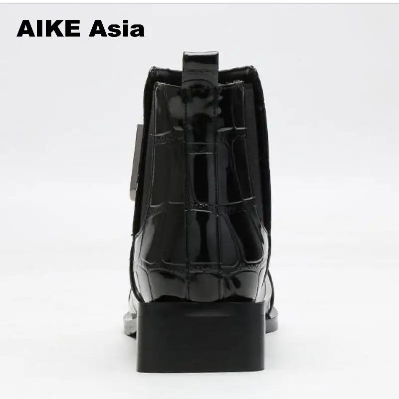 Новые зимние Для женщин квадратный носок полусапожки дамские ботильоны Винтаж