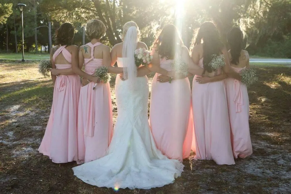 2019 детское розовое платье подружки невесты светильник платье-трансформер для