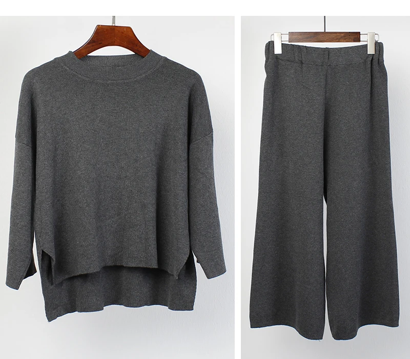 Новинка Женский трикотажный топ и брюки длиной до икры комплект из двух