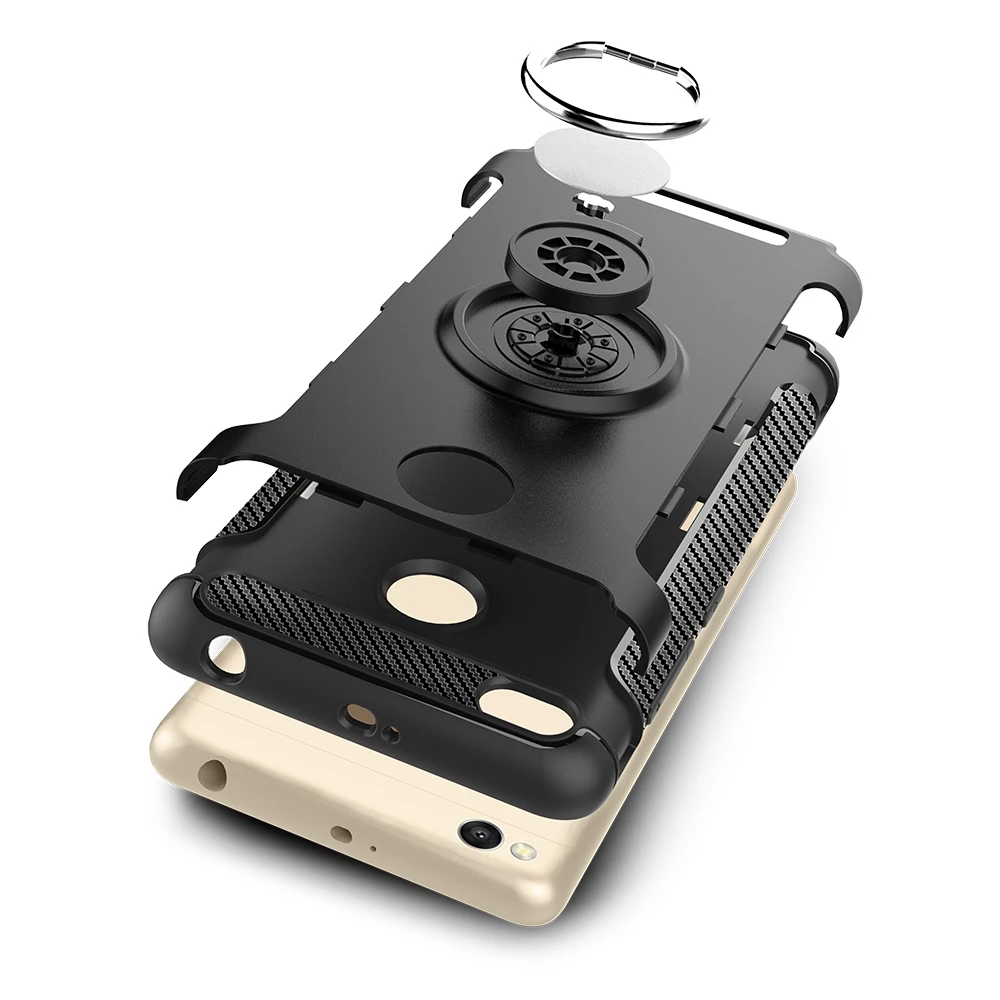 For Xiaomi Redmi 3S /Redmi 4X/Redmi 4A Case Shockproof Hybrid Armor Finger Ring Cover Stand Silicone Protection Mobile Phone Bag |
