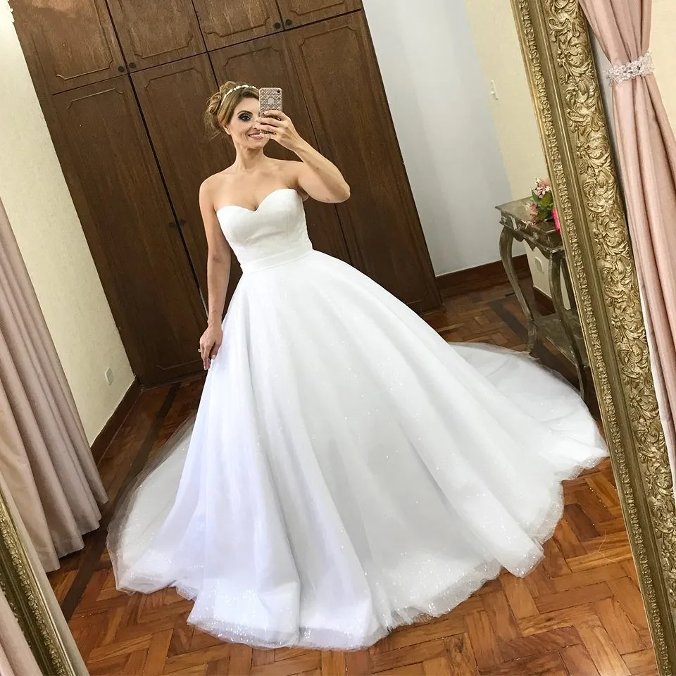 

Ball Gown White Wedding Dress sweetheart Bridal Gowns Vestido De Novias Princess Long robe de mariee Plus Size Elegant