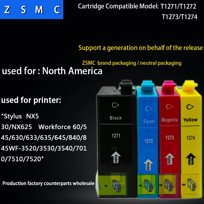 4 шт. совместимый чернильный картридж epson 127 T1271 для принтера Workforce 60/545/630|ink cartridge|epson