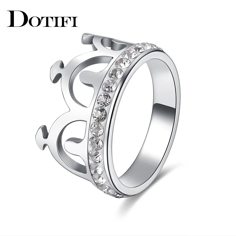 Женское кольцо из нержавеющей стали DOTIFI серебряное с короной для помолвки и