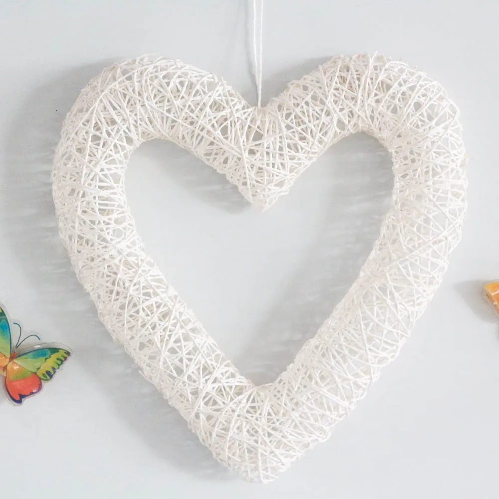 20cm heart 11," Белый ротанговый домашний декор СВЕТОДИОДНЫЙ Светильник Внутреннее свадебное украшение стены сердце венок Свадебный орнамент моталки украшения вешалки - Цвет: 20cm heart