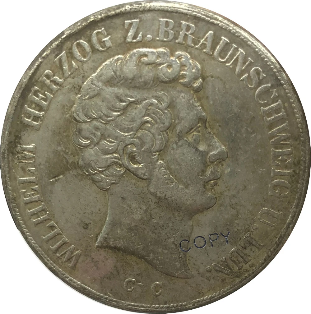 1844 Германия 2 thaler (3 1/2 Gulden) Cupronickel покрытие серебро КОПИЯ монета|Безвалютные