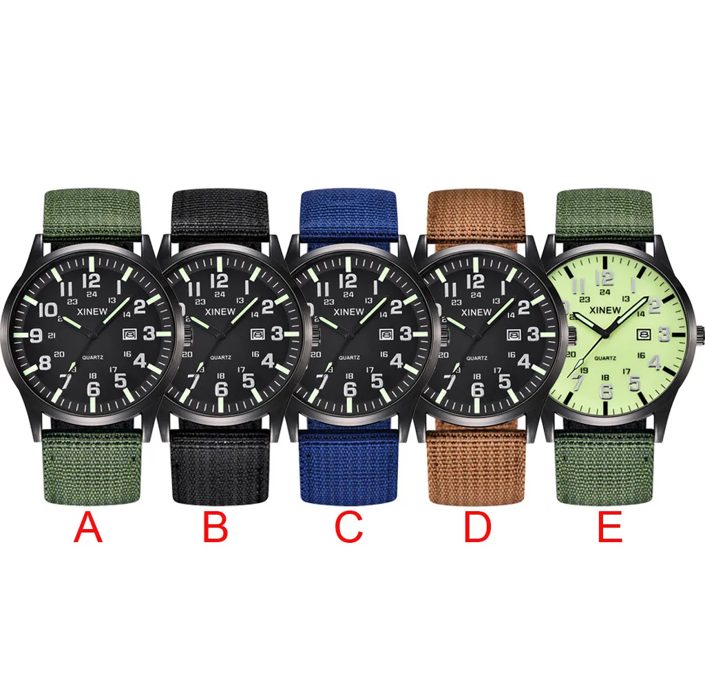 

Men Wrist Watch Round Dial Nylon Strap Band Military Date Quartz Watches Mens 2021 relojes hombre erkek kol saati