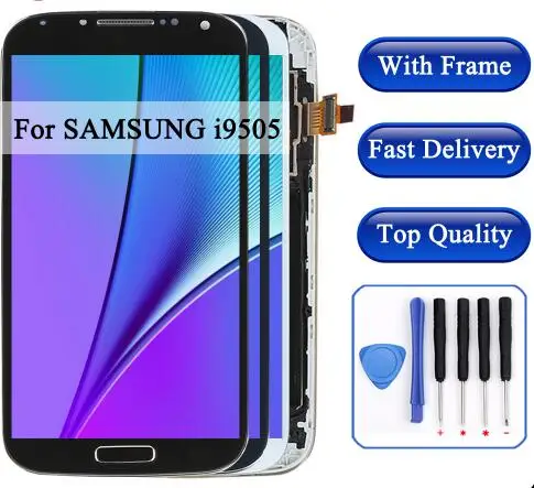 I545 I9500 i9505 ЖК дисплей для SAMSUNG Galaxy S4 сенсорный экран дигитайзер с рамкой i545