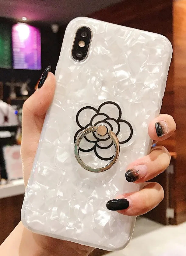 Роскошные в виде ракушки мрамор цепи чехол для huawei P30 pro P20 P20lite P10 mate20 pro honor 20 20i 10 9 lite nova 5 pro 4 3 3i - Цвет: With bracket 1